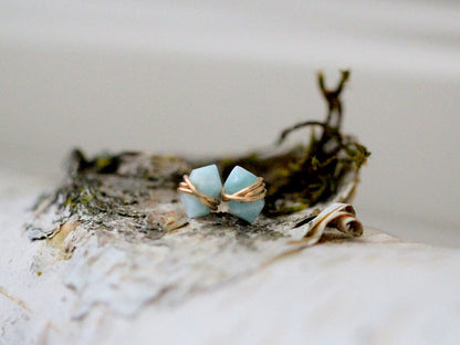Pike Studs - Larimar | Geometric Gemstone Earrings