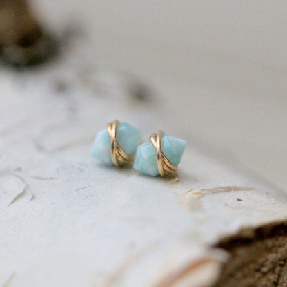 Pike Studs - Larimar | Geometric Gemstone Earrings