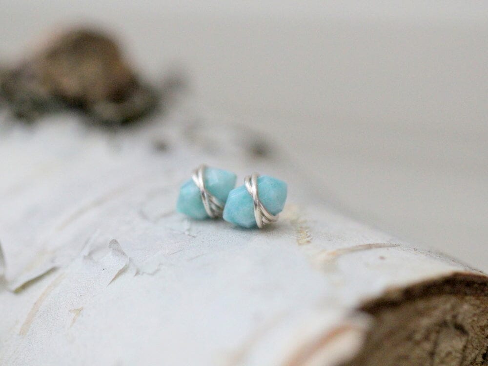 Pike Studs - Larimar | Geometric Gemstone Earrings