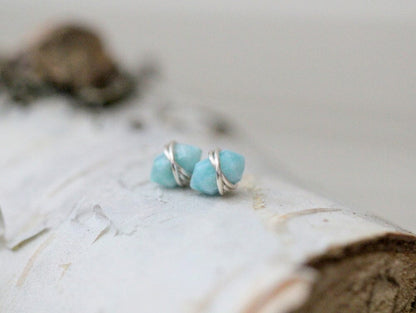 Pike Studs - Larimar | Geometric Gemstone Earrings