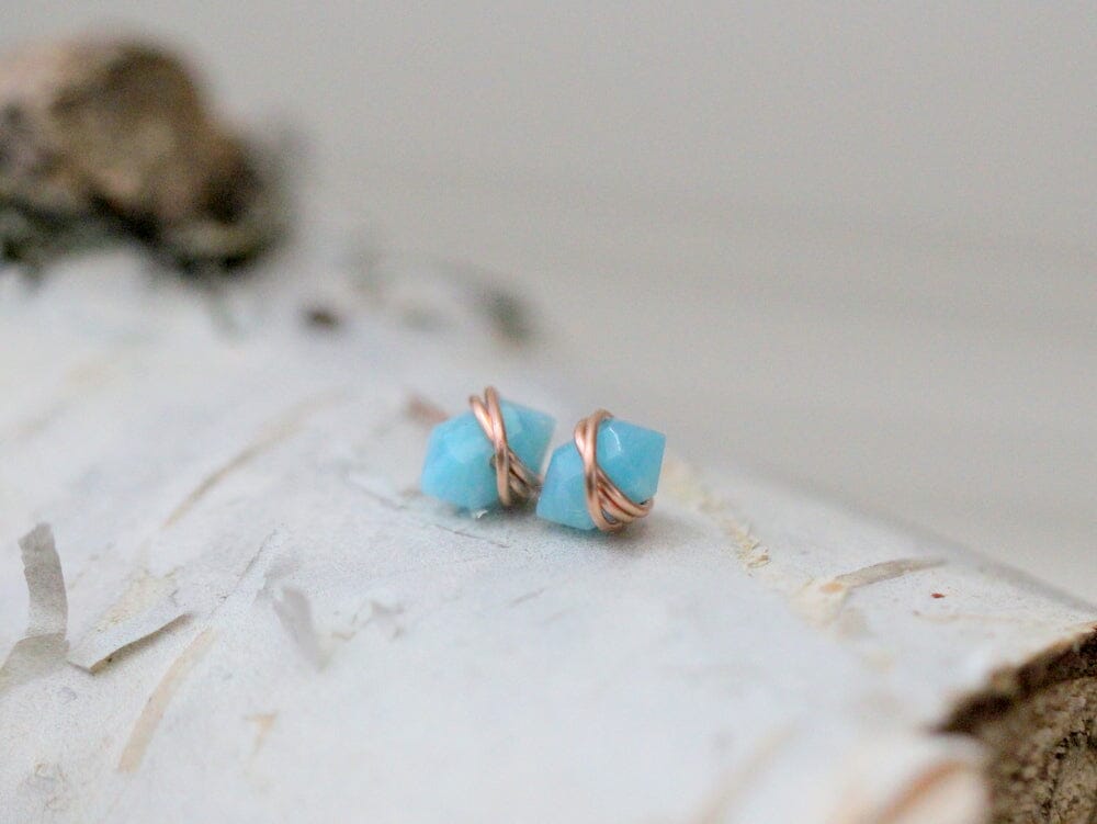 Pike Studs - Larimar | Geometric Gemstone Earrings