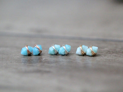 Pike Studs - Larimar | Geometric Gemstone Earrings