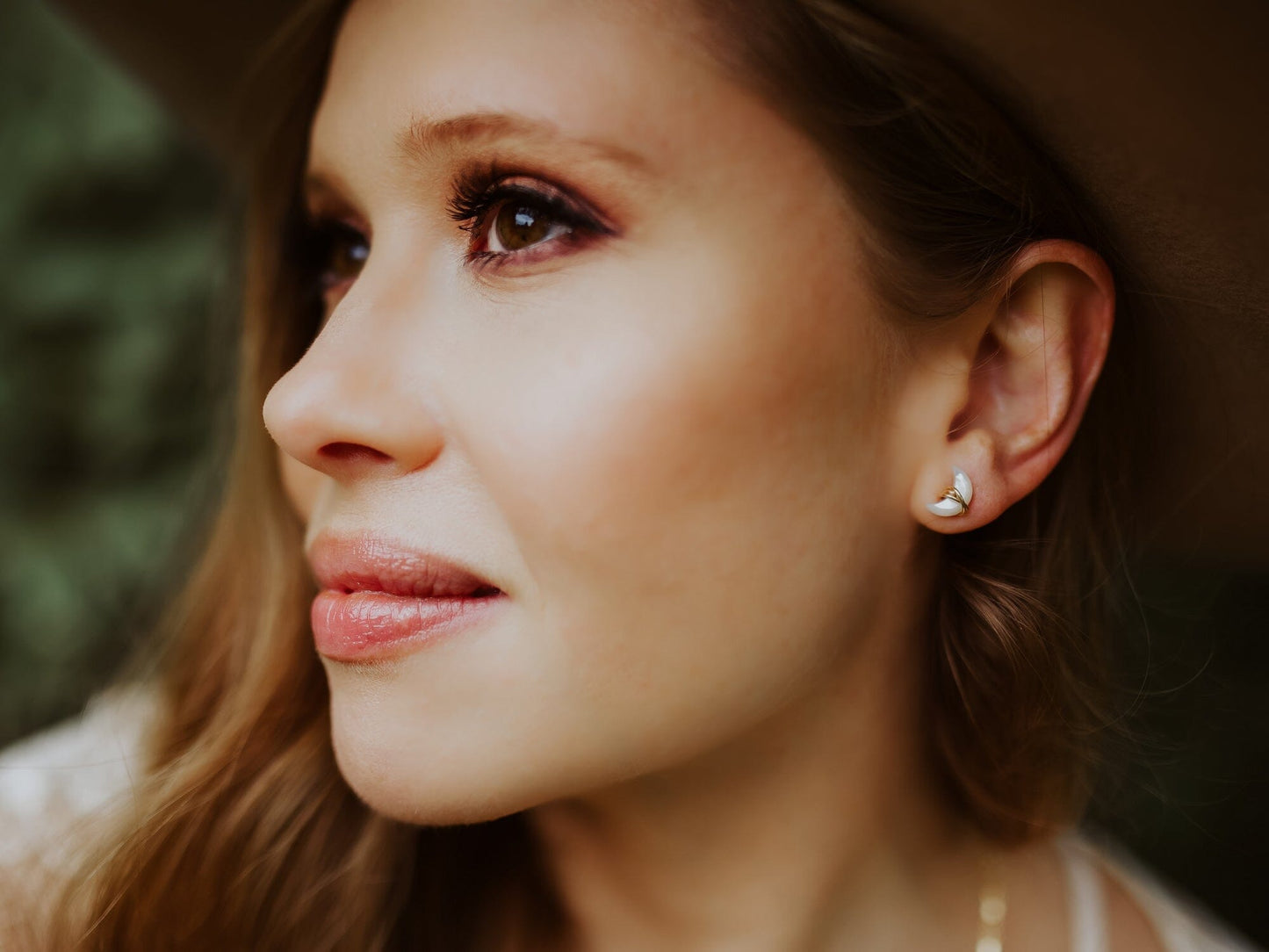Mini Moonbeam Stud Earrings | Mother of Pearl Crescent Studs