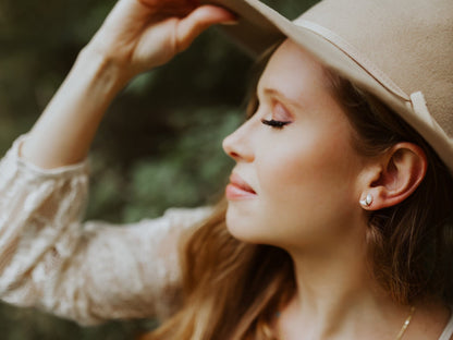 Mini Moonbeam Stud Earrings | Mother of Pearl Crescent Studs