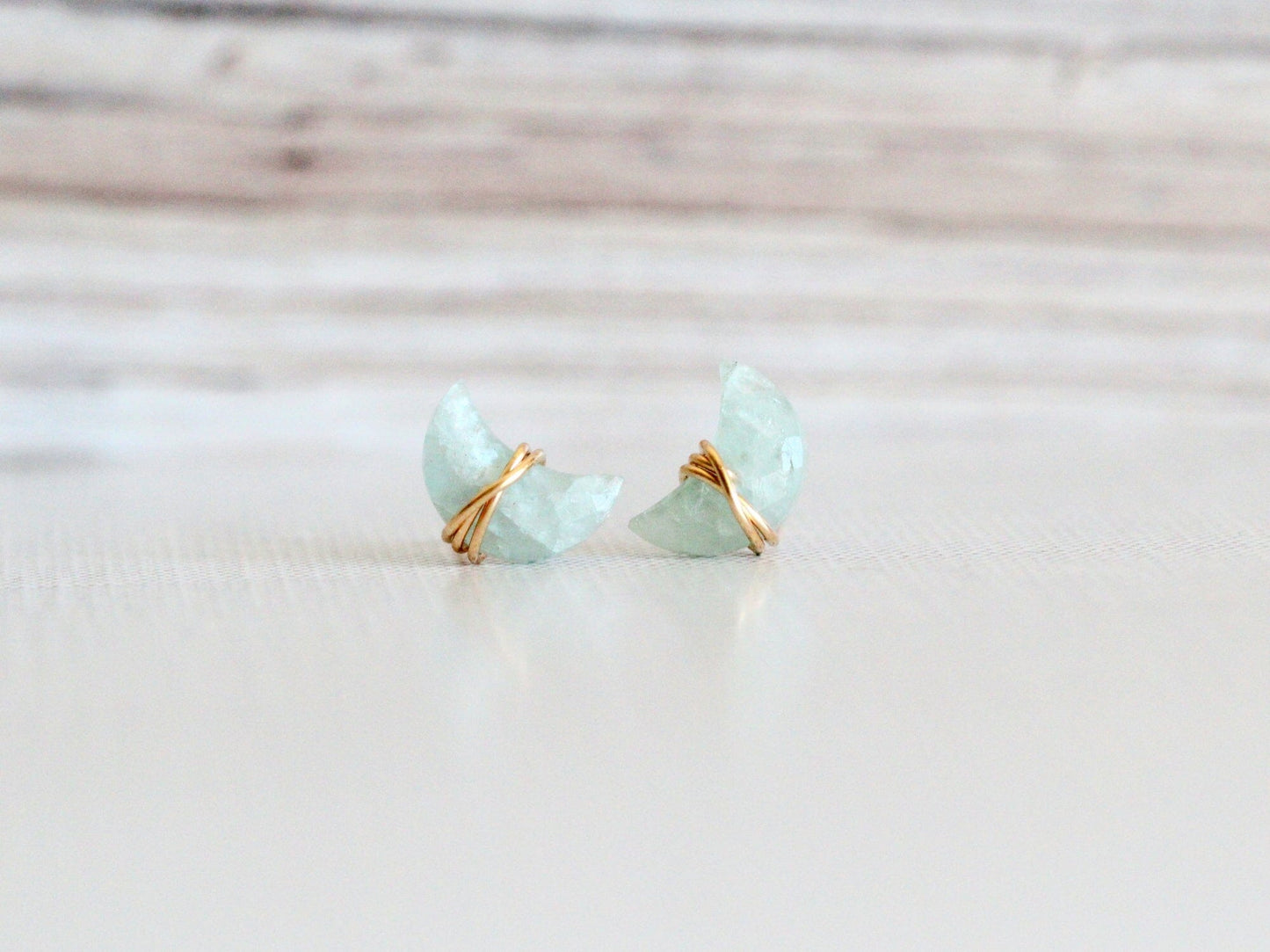 Moonbeam & Stardust Studs - Aquamarine | Celestial Gemstone Earrings
