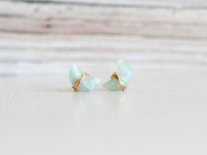 Moonbeam & Stardust Studs - Aquamarine | Celestial Gemstone Earrings