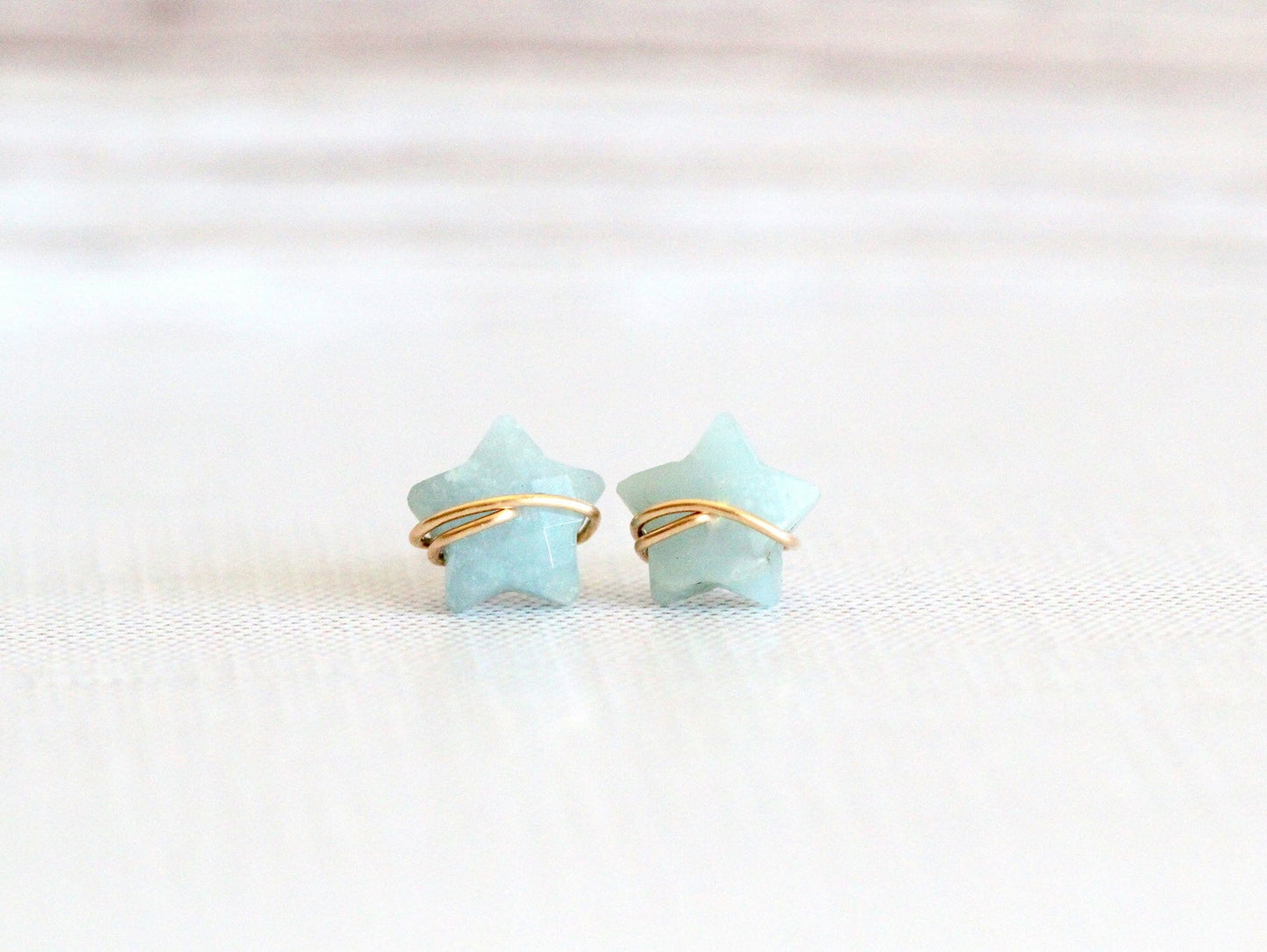 Moonbeam & Stardust Studs - Aquamarine | Celestial Gemstone Earrings