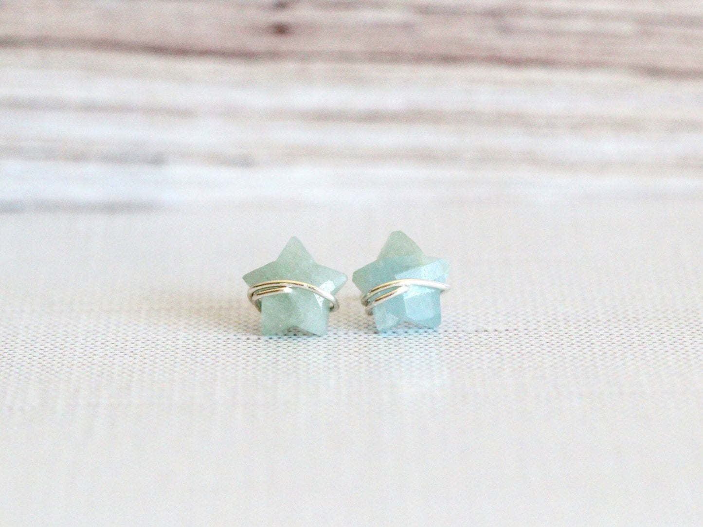 Moonbeam & Stardust Studs - Aquamarine | Celestial Gemstone Earrings
