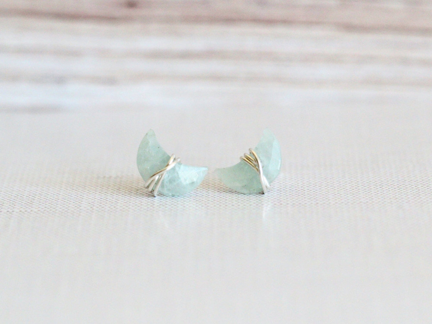 Moonbeam & Stardust Studs - Aquamarine | Celestial Gemstone Earrings