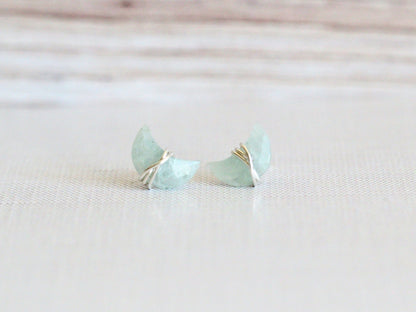 Moonbeam & Stardust Studs - Aquamarine | Celestial Gemstone Earrings