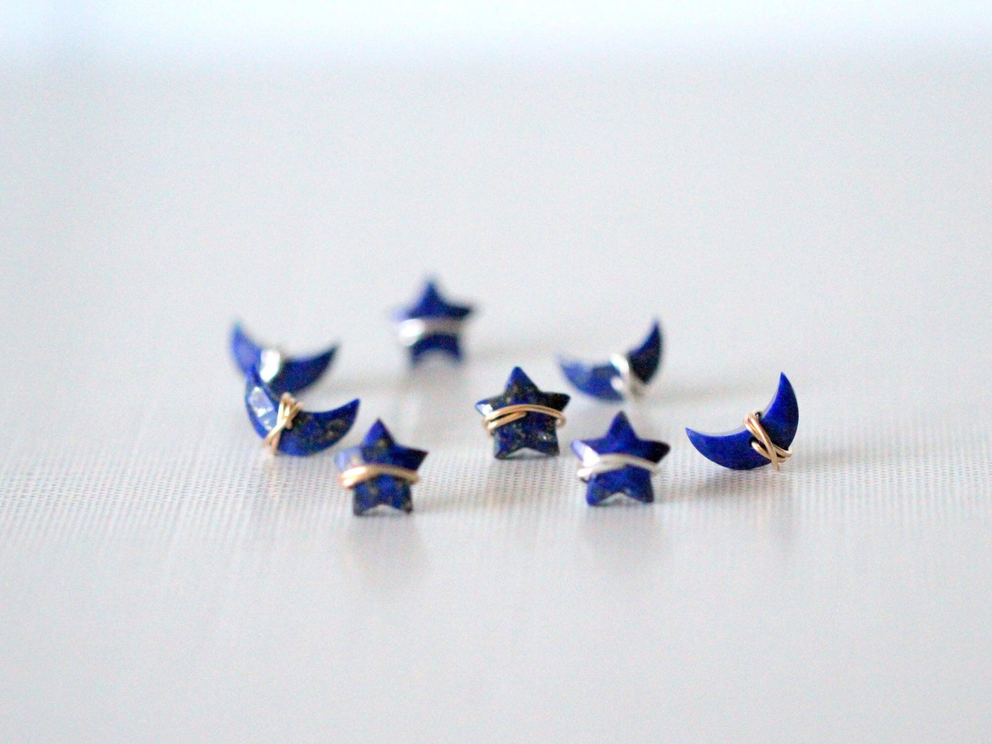Moonbeam & Stardust Studs - Lapis | Celestial Gemstone Earrings