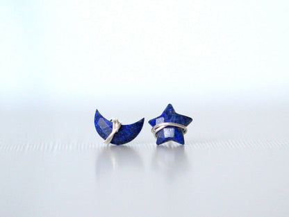Moonbeam & Stardust Studs - Lapis | Celestial Gemstone Earrings