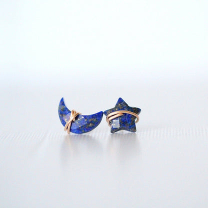 Moonbeam & Stardust Studs - Lapis | Celestial Gemstone Earrings