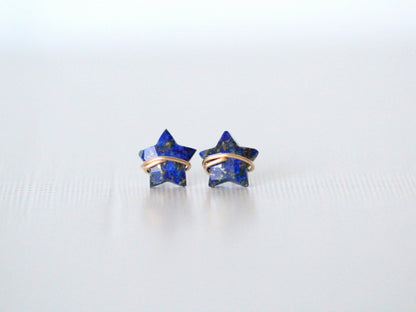 Moonbeam & Stardust Studs - Lapis | Celestial Gemstone Earrings