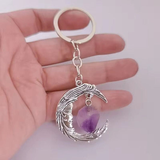 Moon & Crystal Keychain - Spirit Nest