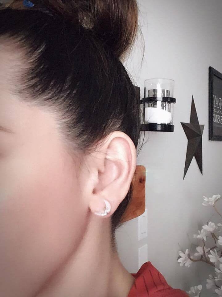 Moonbeam Studs - Crystal Quartz | Crescent Moon Gemstone Earrings