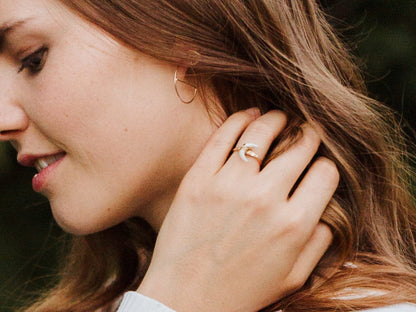 Moonbeam Ring - Mother of Pearl | Crescent Moon Gemstone Ring
