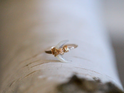 Moonbeam Ring - Mother of Pearl | Crescent Moon Gemstone Ring
