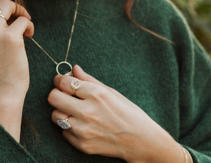 Moonbeam Ring - Mother of Pearl | Crescent Moon Gemstone Ring