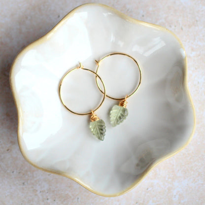 Palm Hoop Earrings | Prasiolite Leaf Hoops