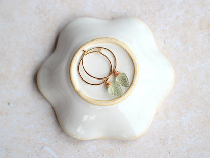 Palm Hoop Earrings | Prasiolite Leaf Hoops