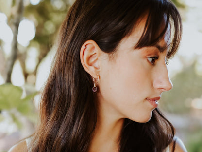 Pike Dangle Hugs - Pink Amethyst | Lavender Gemstone Hoops