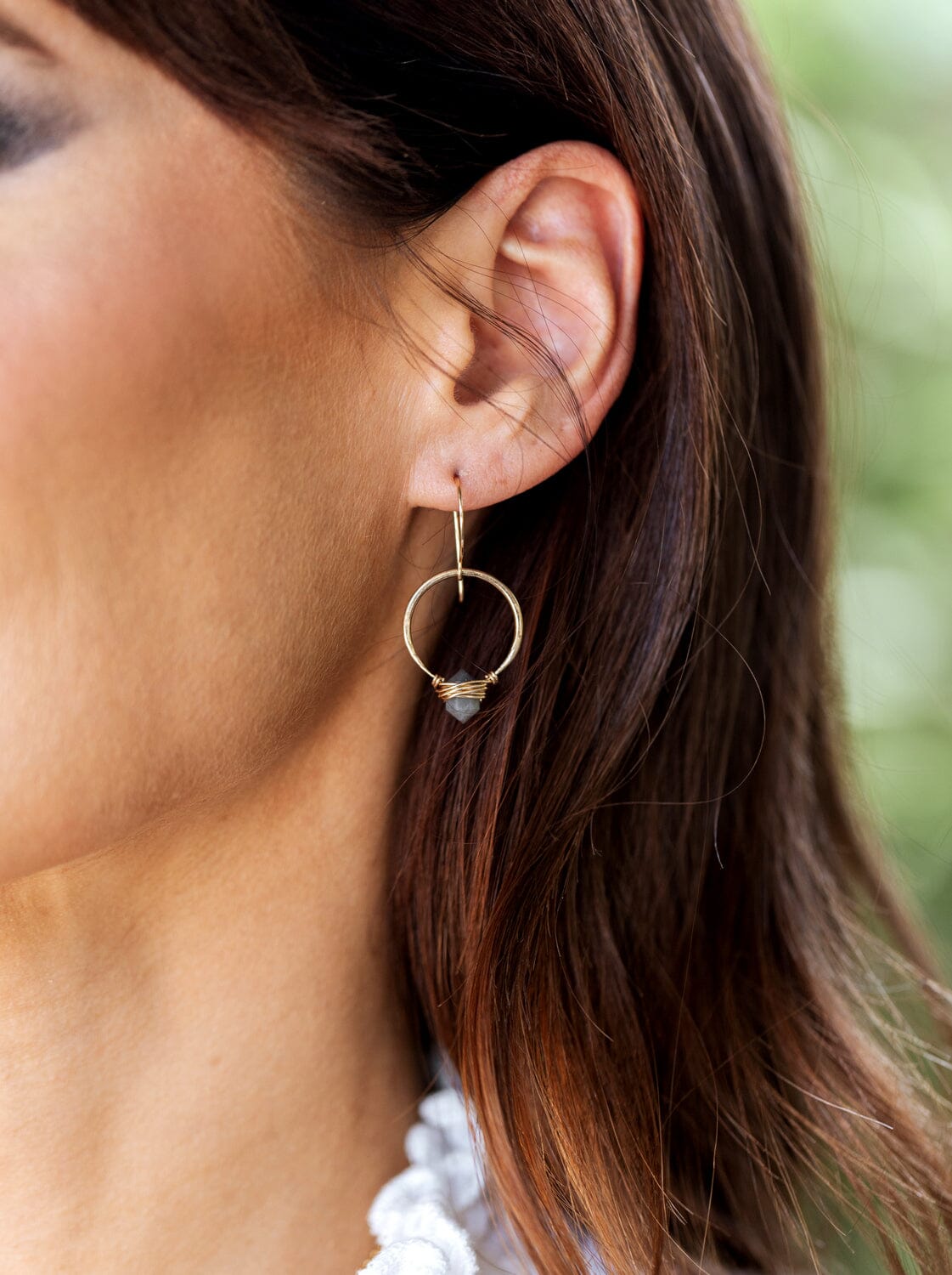 Pike Hoops - Labradorite | Wire Wrapped Gemstone Earrings