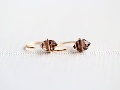 Pike Huggie Earrings | Smoky Quartz Hoop Earrings