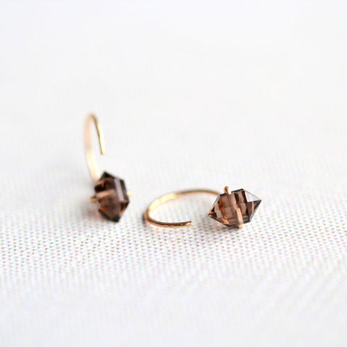 Pike Huggie Earrings | Smoky Quartz Hoop Earrings