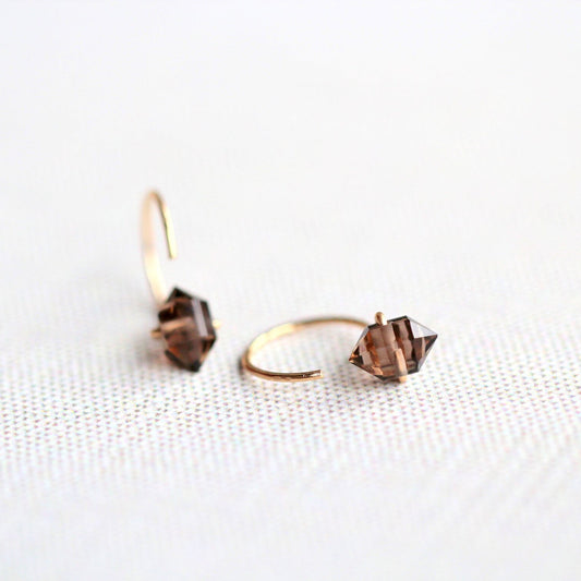 Pike Huggie Earrings | Smoky Quartz Hoop Earrings