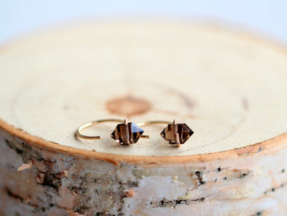Pike Huggie Earrings | Smoky Quartz Hoop Earrings