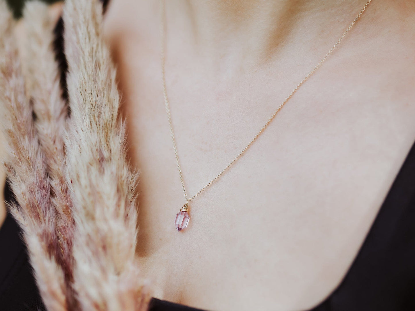 Pike Necklace | Pink Amethyst Pendant Necklace
