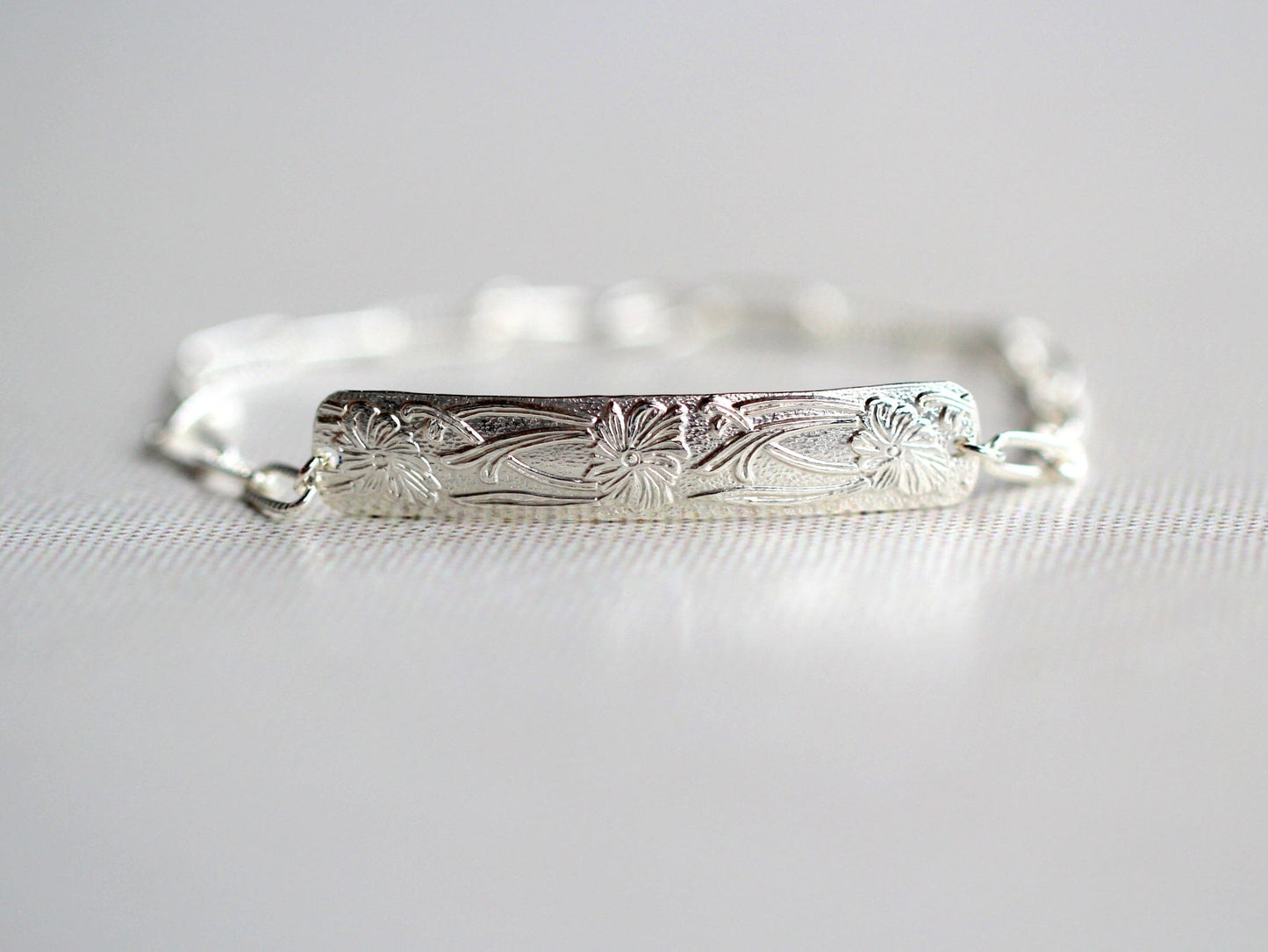 Poppy Bracelet | Etched Floral Stacking Bracelet