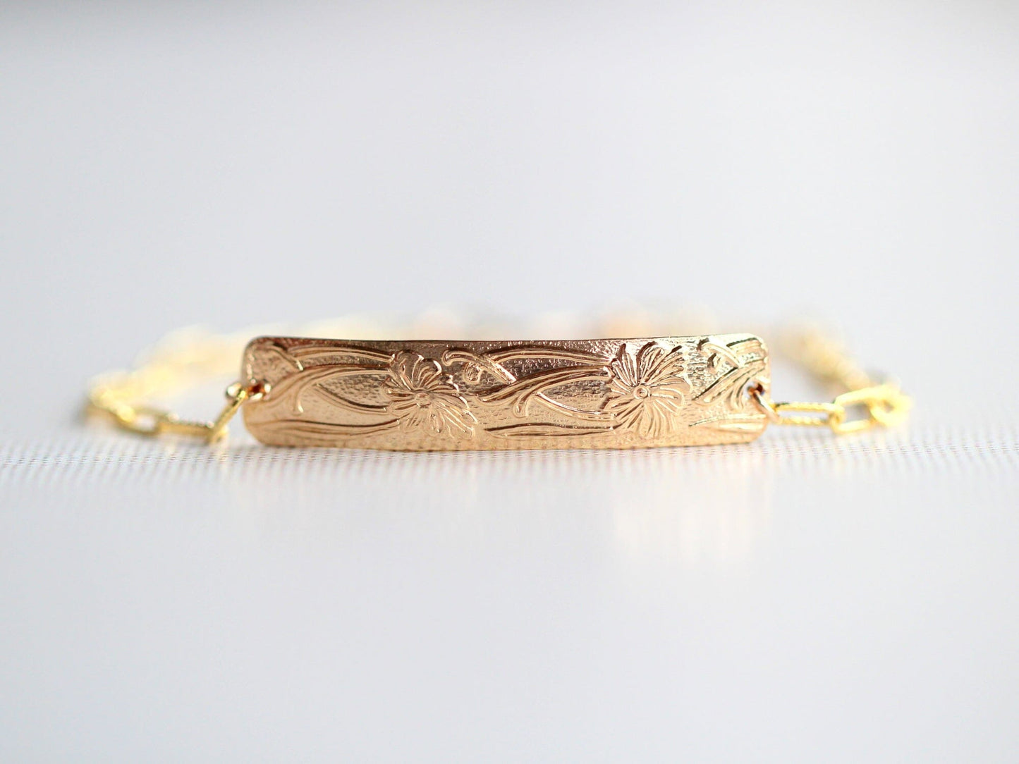 Poppy Bracelet | Etched Floral Stacking Bracelet
