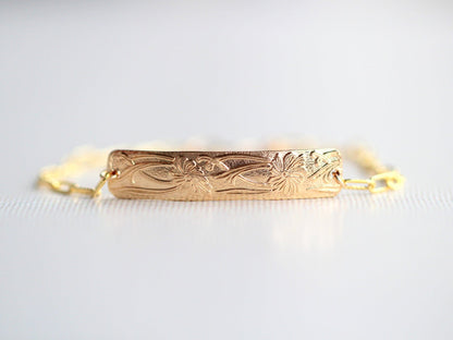 Poppy Bracelet | Etched Floral Stacking Bracelet