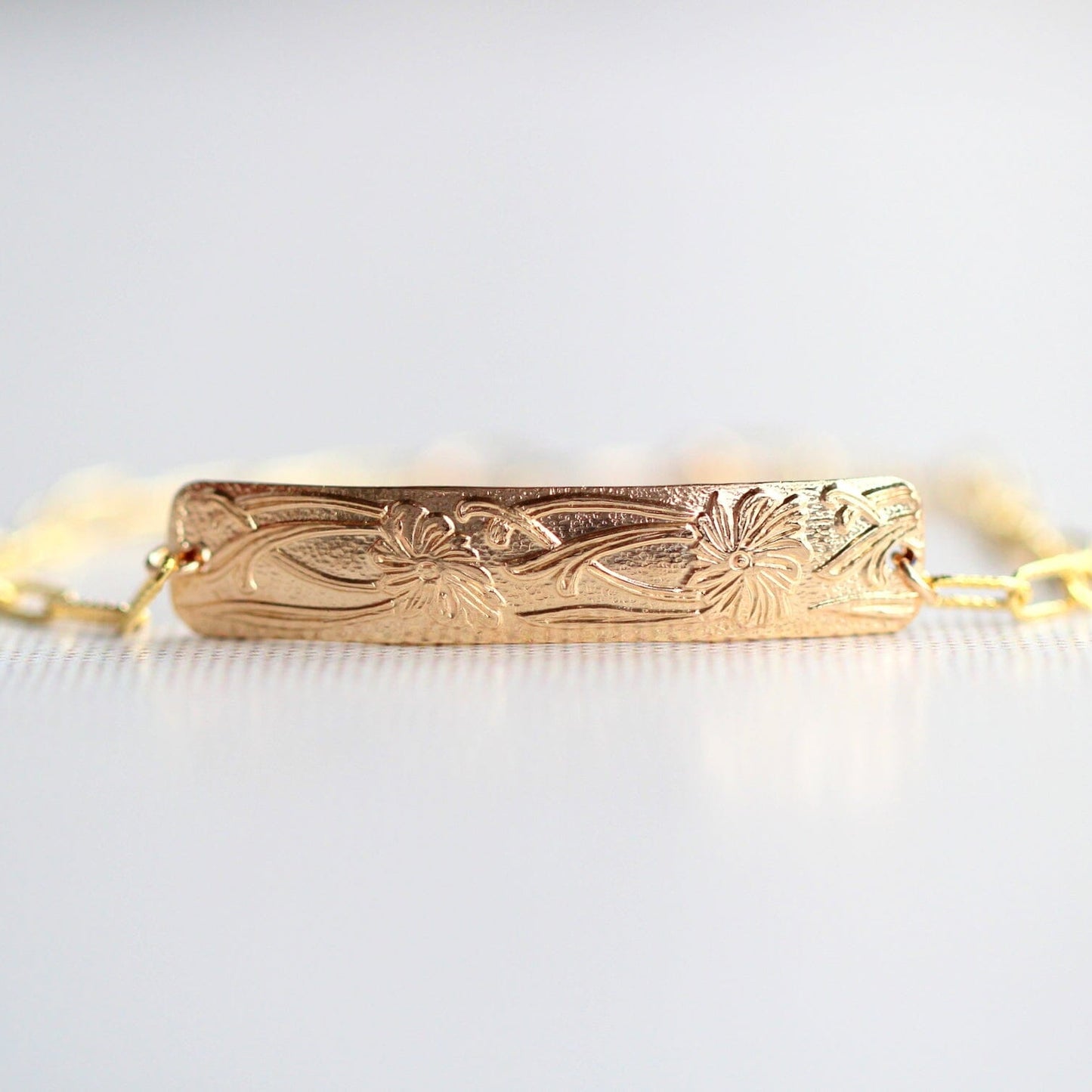 Poppy Bracelet | Etched Floral Stacking Bracelet