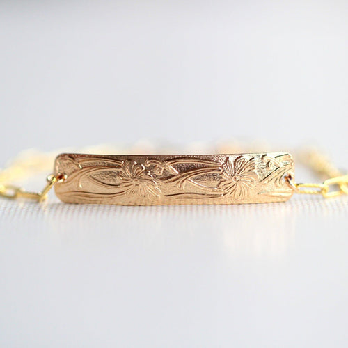 Poppy Bracelet | Etched Floral Stacking Bracelet