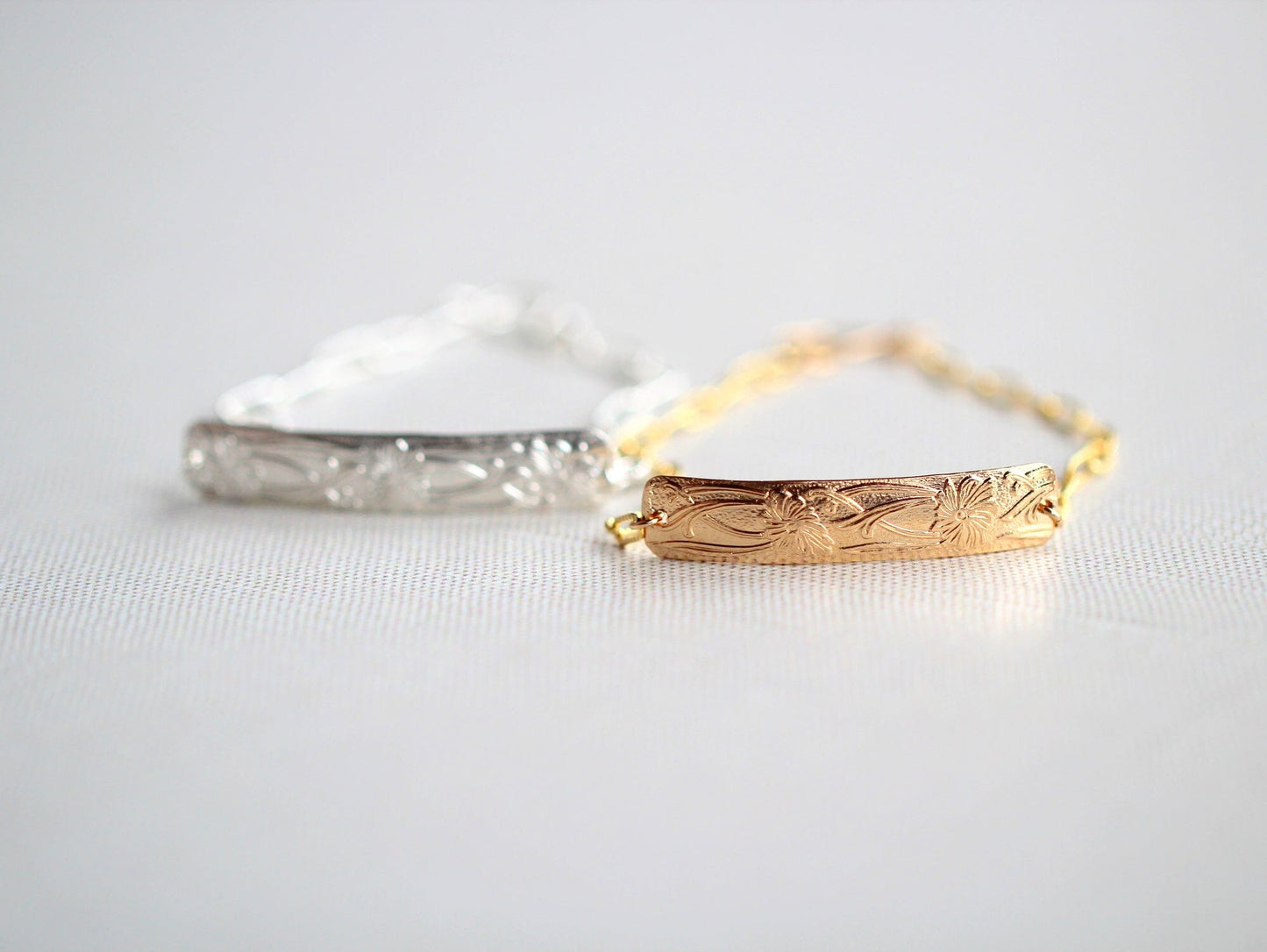 Poppy Bracelet | Etched Floral Stacking Bracelet