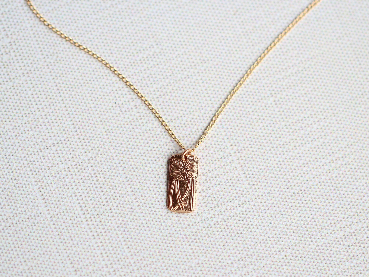 Poppy Necklace | Etched Floral Pendant
