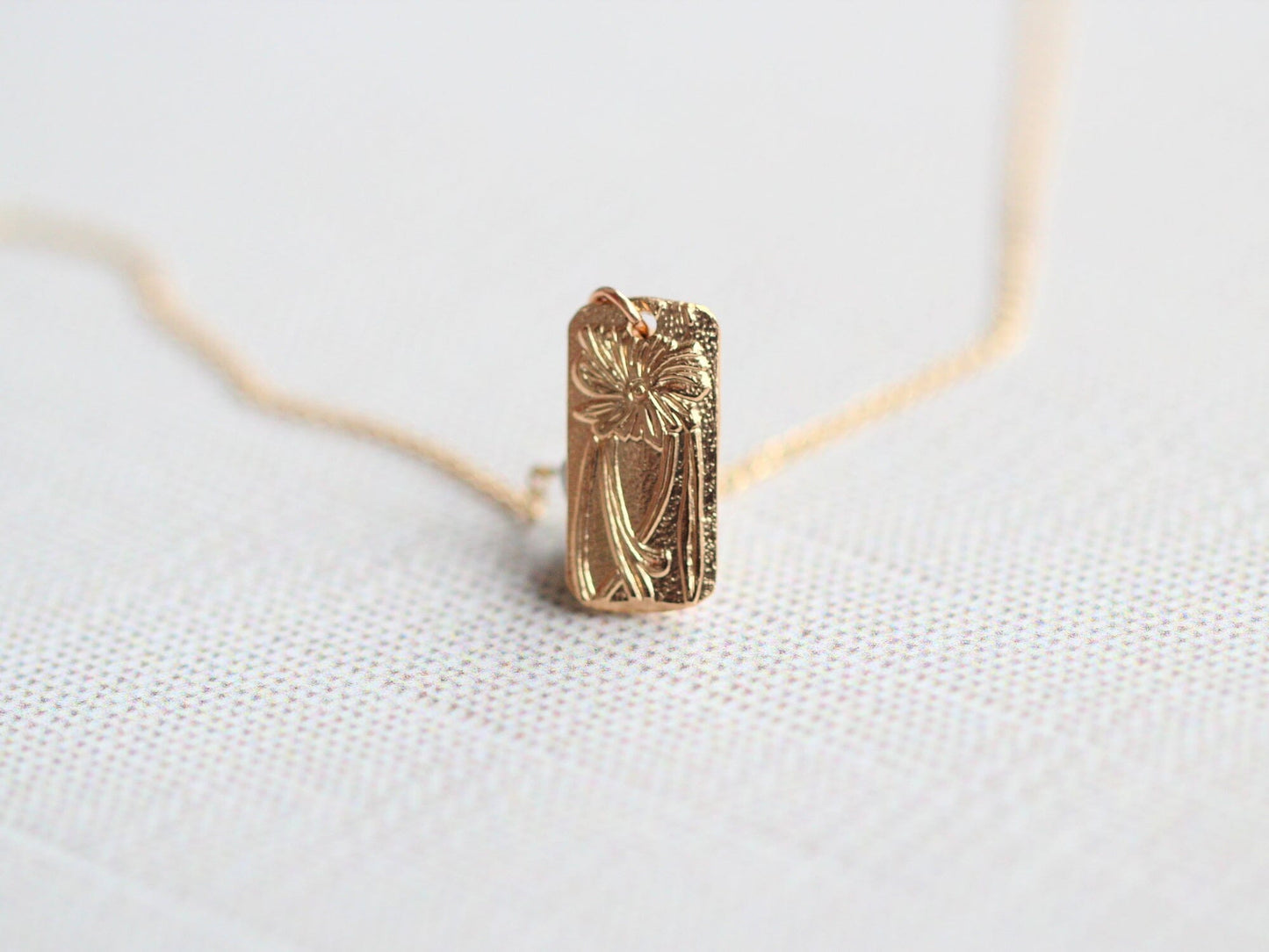 Poppy Necklace | Etched Floral Pendant