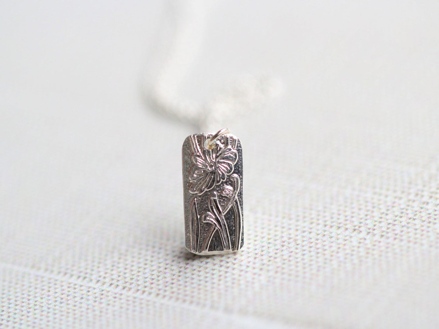 Poppy Necklace | Etched Floral Pendant