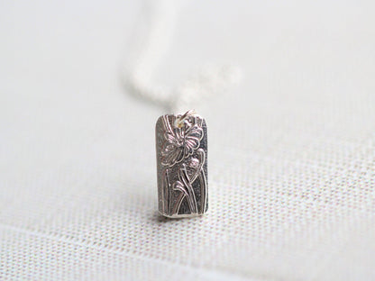 Poppy Necklace | Etched Floral Pendant