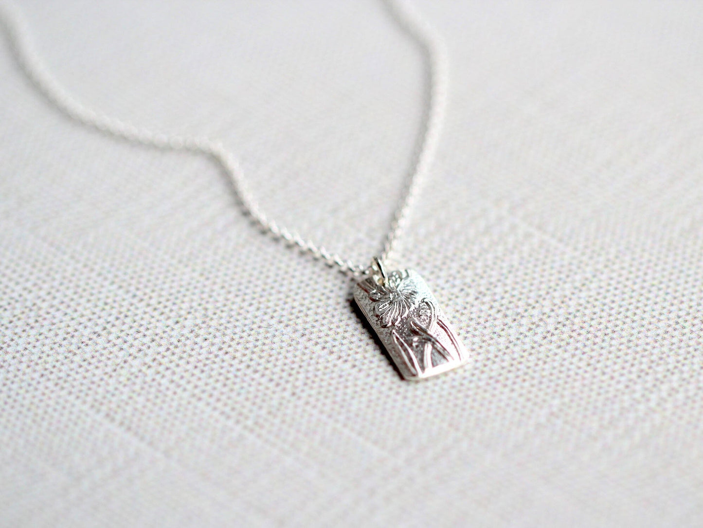 Poppy Necklace | Etched Floral Pendant