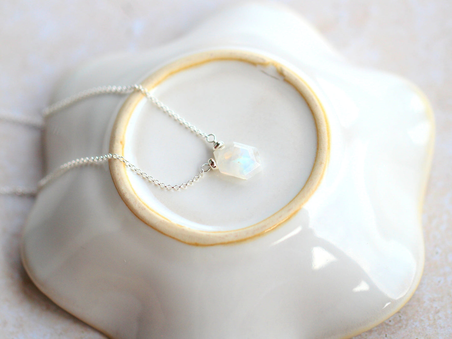 Prism Necklace - Moonstone | Hexagon Gemstone Pendant