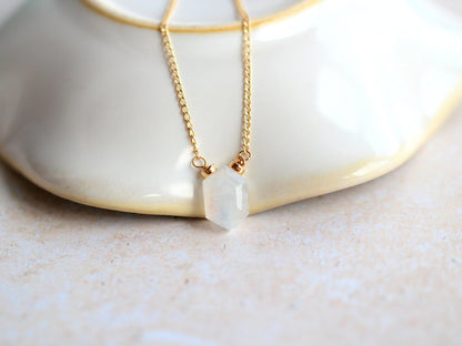 Prism Necklace - Moonstone | Hexagon Gemstone Pendant