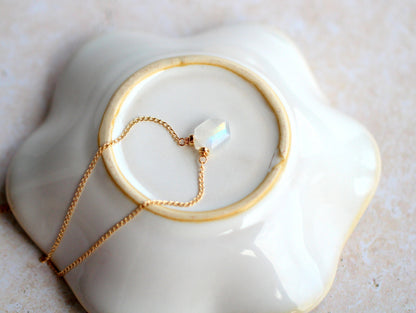 Prism Necklace - Moonstone | Hexagon Gemstone Pendant