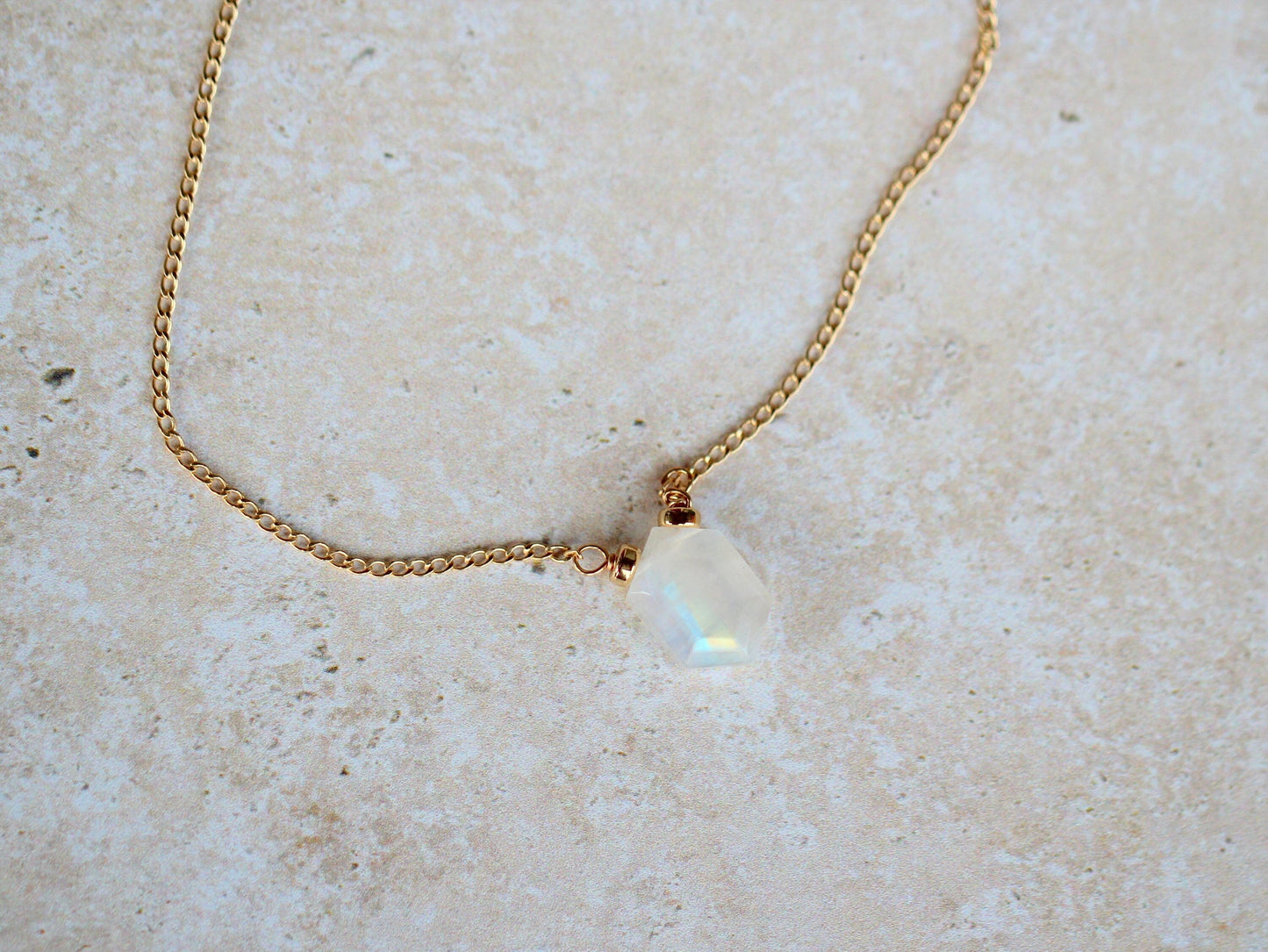 Prism Necklace - Moonstone | Hexagon Gemstone Pendant