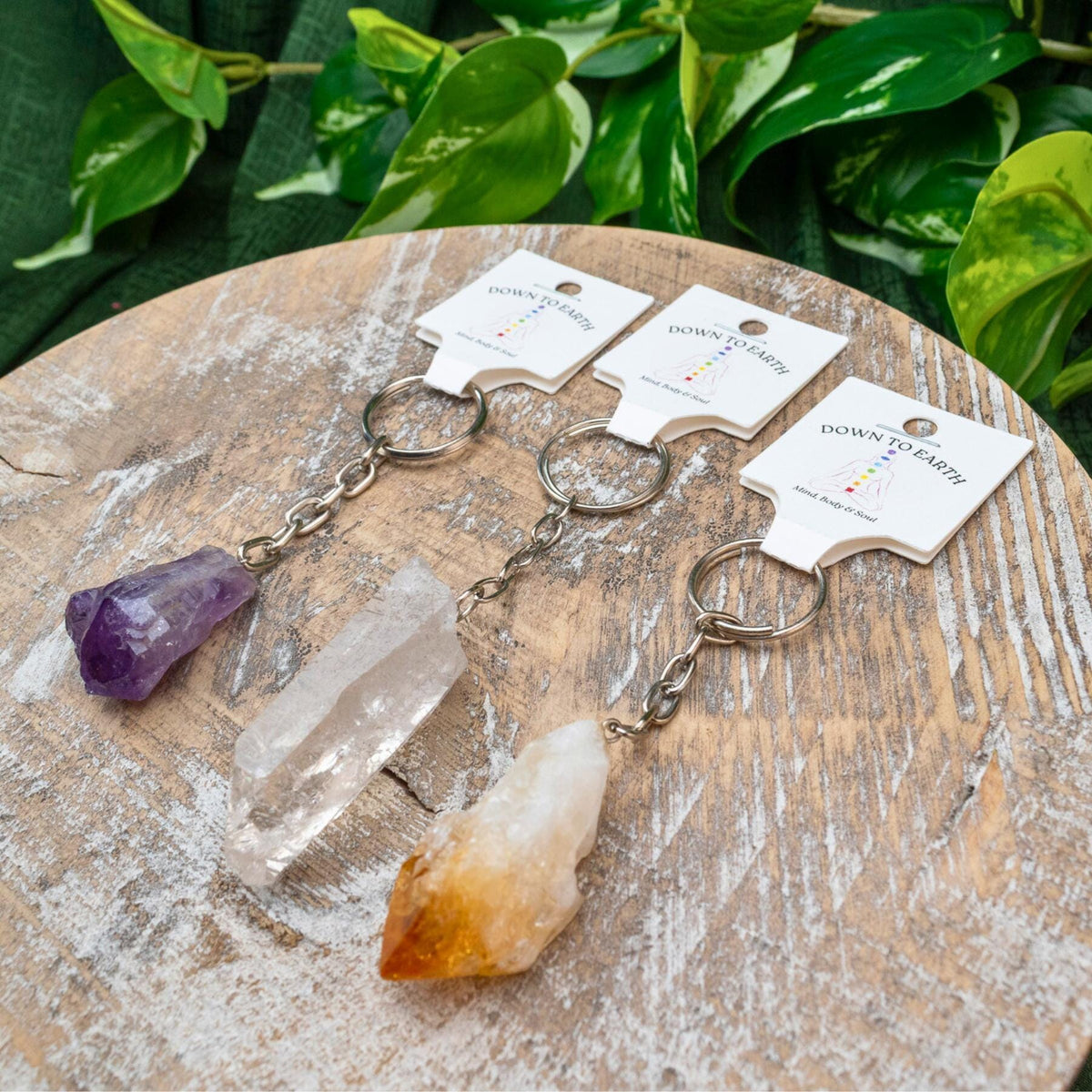 Raw Crystal Keychain | Natural Crystal Point