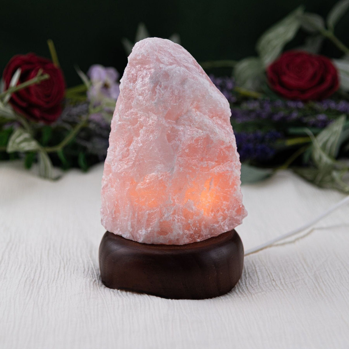 Rough Rose Quartz Lamp | Pink Crystal Light