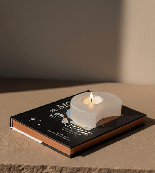 Selenite Tealight Holder – Cleansing Light & Sacred Glow - Spirit Nest